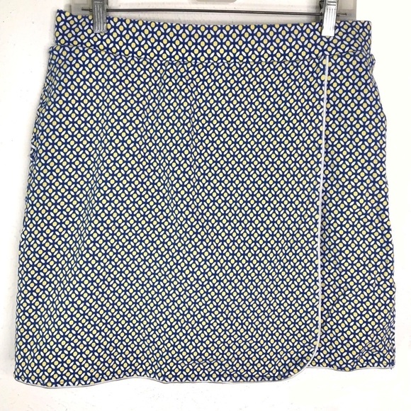 Talbots Blue White Yellow Skirt Skort with Pockets Size Medium M - Picture 11 of 11